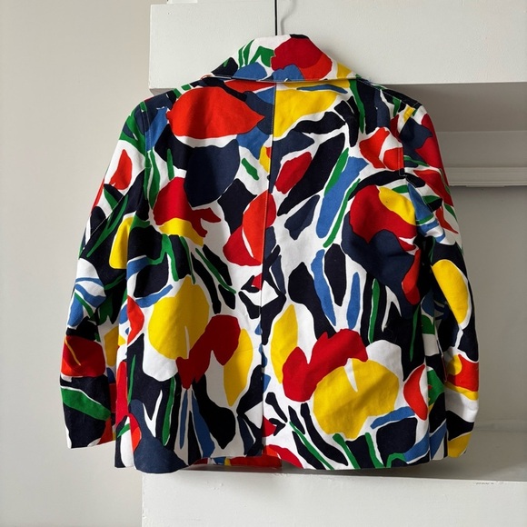 Lauren Ralph Lauren Collared Watercolor Floral Primary Colorful Canvas Jacket - Picture 5 of 5